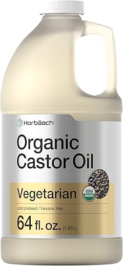 Óleo de Rícino Orgânico Horbäach 1892 ml | Uso Tópico e Capilar | Extraído a Frio, Livre de Hexano | Vegetariano, Não-OGM