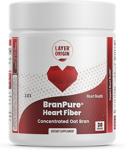 Layer Origin - BranPure – Suplemento de Fibra de Farelo de Aveia Super Concentrado para a Saúde do Coração, 1,5g de Beta-Glucano de Aveia Solúvel por Porção, Pó, 30 Porções