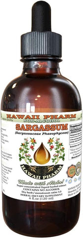 Hawaii Pharm LLC - Tintura de Sargassum (Sargassaceae Phaeophyceae) Alga Seca Extrato Líquido Livre de Álcool, Sargassum, Glicerito Herbal 120 ml