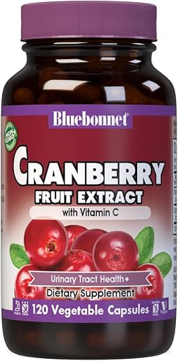 Nutrition Cranberry Fruit Extract – Suporte ao Trato Urinário, Não-OGM, Certificado Kosher, Vegano, Sem Glúten, Sem Soja, Sem Laticínios, 60 Cápsulas Vegetais, 60 Porções - Bluebonnet