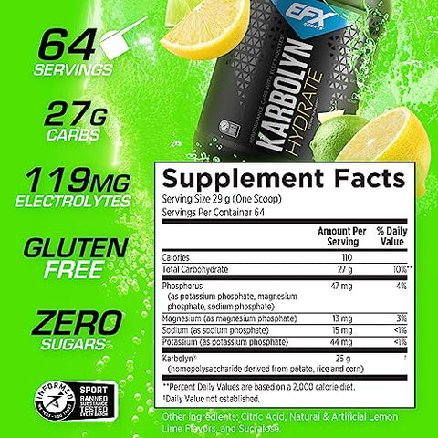 Karbolyn Hydrate | Pó de Carboidratos com Eletrólitos | Bebida Esportiva Sem Açúcar | Combustível - EFX Sports