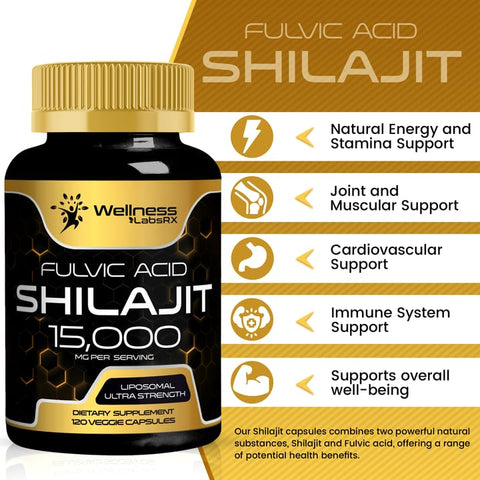 WELLNESS LABSRX - Shilajit Puro Himalaia Orgânico – 120 Cápsulas 15.000mg – Homens – Shilajit – Comprar Agora!
