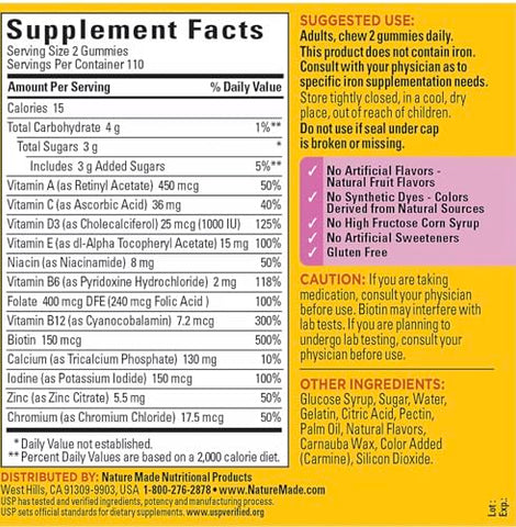 Multivitamínico para Mulheres, Suporte Nutricional Diário, 220 Gomas – 220 Gomas Multivitamínicas para Mulheres - Nature Made