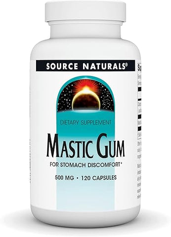 Mastic Gum 500 mg – 120 Comprimidos | Alívio para Desconforto Estomacal | Marca de Produto - Source Naturals
