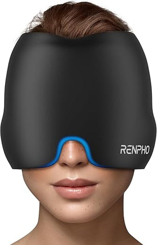 Migraine Ice Head Wrap – Alívio de Dor de Cabeça com Terapia Quente ou Fria – Produto para Alívio de Enxaqueca – Touca de Compressa Térmica – Presente para Reduzir Dores – Elegível para FSA ou HSA - RENPHO