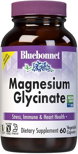 Nutrition Magnesium Glycinate 400mg – Complexo Mineral de Absorção Máxima para Produção de Energia - Bluebonnet