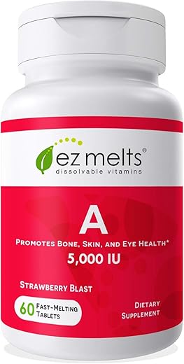 Vitamina A 5.000 UI Dissolvível, Sem Açúcar, Suprimento de 2 Meses - EZ Melts