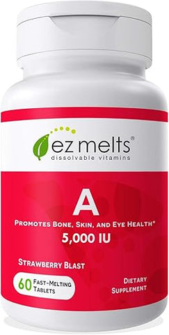 Vitamina A 5.000 UI Dissolvível, Sem Açúcar, Suprimento de 2 Meses - EZ Melts