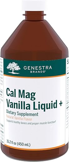 Cal Mag Vanilla Líquido | Suplemento de Cálcio-Magnésio | 450 ml | 15.2 fl. oz - Genestra Brands