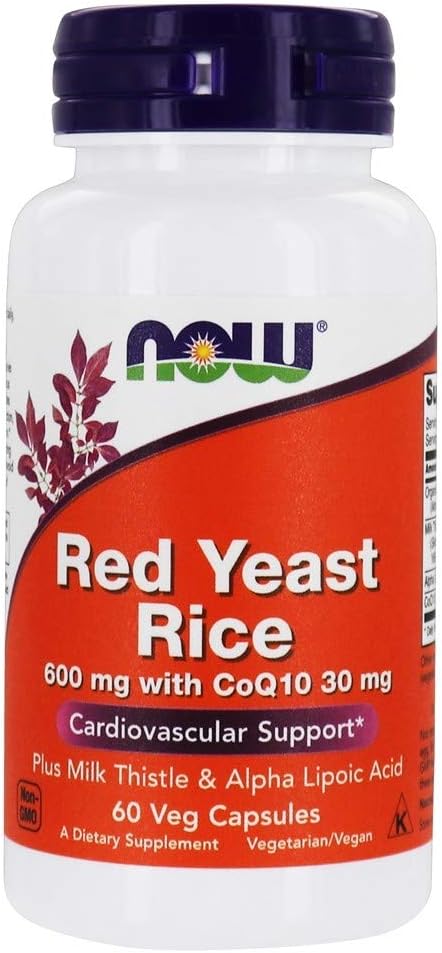 NOW Foods - Now Foods Red Yeast Rice600 Wcoq10 60v, 60 CT – Arroz Vermelho da Now Foods com Coenzima Q10, 60 cápsulas