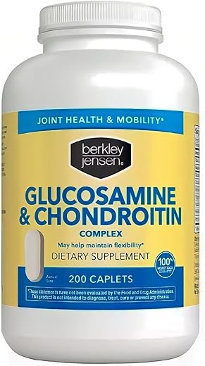 berkley jensen - Berkley Jensen Complexo de Glucosamina Condroitina MSM Boswellia – Suplemento Dietético Avançado de Triplo Fortalecimento para Articulações, Ligamentos, Tendões, Ossos e Suporte de Tecido Conjuntivo, 200g