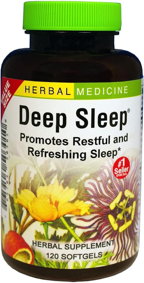Soft Gels Deep Sleep – 120 Cápsulas (Embalagem de 1) | Melhor Marca para um Sono Profundo | Fórmula Natural | Alta Qualidade - Herbs Etc.