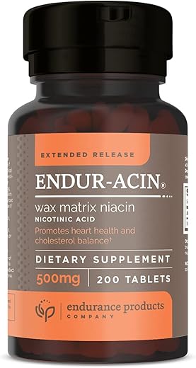 Endurance Products - ENDUR-ACIN Niacin 500mg – Vitamina B3 de Liberação Prolongada
