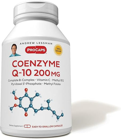Coenzima Q-10 200 mg 120 Cápsulas – Energia e Função Órgãos Vitais, Suporte Antioxidante, Envelhecimento, B-Complexo - ANDREW LESSMAN