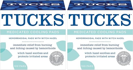 TUCKS - Tucks Almofadas Refrescantes para Hemorroidas Medicadas. 100 Unidades Cada (Pacote com 2)