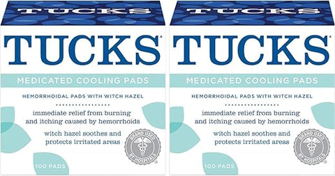 TUCKS - Tucks Almofadas Refrescantes para Hemorroidas Medicadas. 100 Unidades Cada (Pacote com 2)