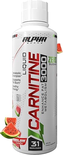Alpha Supps - L-Carnitina Líquida 3000 mg | Aminoácido sem Estimulantes | 31 Porções (Sabor Melancia)