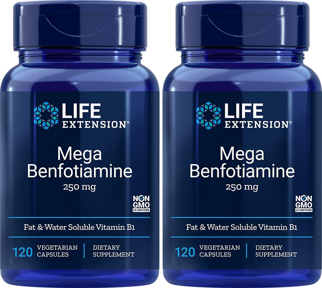Mega Benfotiamine Cápsula, 250 Mg, 120 Cápsulas Vegetarianas 2 Frascos - Life Extension