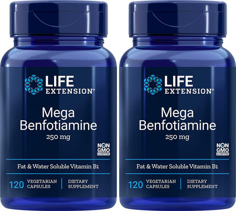 Mega Benfotiamine Cápsula, 250 Mg, 120 Cápsulas Vegetarianas 2 Frascos - Life Extension