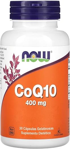 NOW Foods - NOW Coq10 400mg, 30 Softgels – Potente Antioxidante para Saúde Cardiovascular