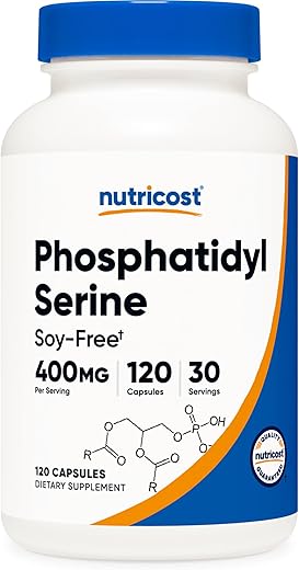 Phosphatidylserine 400mg – 120 Cápsulas | Livre de Soja, 30 Porções | Amigável para Vegetarianos, Não-OGM, Sem Glúten - Nutricost