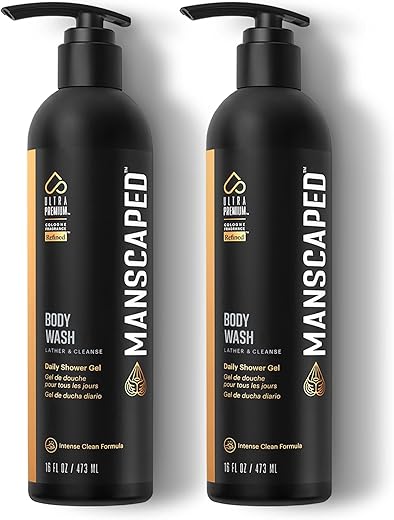 Body Wash UltraPremium Refined™ para Homens, Fórmula Luxuosa de Limpeza Infundida com Aloe Vera e Sal Marinho, Gel de Banho Diário Refrescante e Nutritivo para Hidratar a Pele, (16… - MANSCAPED