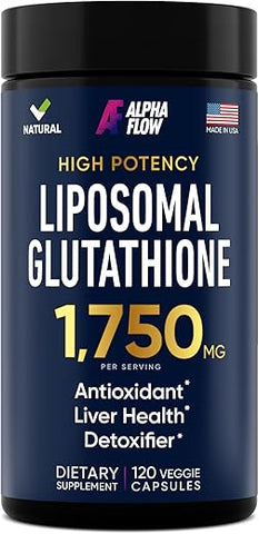 Alpha Flow - Liposomal Glutationa 1750MG – Complexo Antioxidante de Glutationa Liposomal com Vitamina C e Fosfolipídios – Suporte para Desintoxicação do Fígado e Imunidade – Marca: [Nome da Marca]