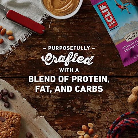 Clif Bar - Barras Energéticas CLIF – Chocolate Chip Peanut Crunch – Feitas com Aveia Orgânica – Alimento à Base de Plantas – Vegetariano – Kosher (Barras de Proteína de 2,4 Ounces, 12 Unidades)