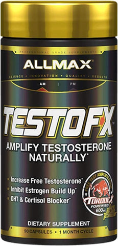 TESTOFX Suporte Masculino, Aumenta Força, Resistência e Resistência, Fórmula com Tribulus Terrestris, Ashwagandha, Tongkat Ali, 90 Cápsulas, Suprimento de 30 Dias - ALLMAX Nutrition