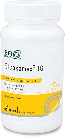 Eicosamax TG Óleo de Peixe em Cápsulas com EPA/DHA – Ácidos Graxos Ômega-3 para Apoiar o Cérebro - Klaire Labs