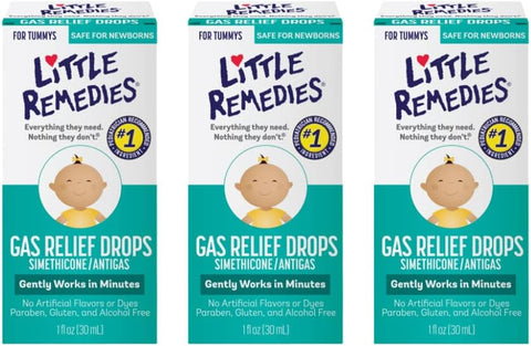 Gotas de Alívio de Gases Little Remedies, Sabor Natural de Frutas Vermelhas, Seguro para Recém-Nascidos 30 ml (Pacote com 3)