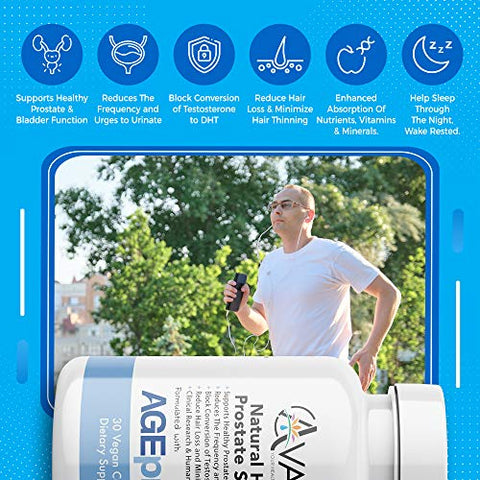 Avani Health - Melhor Suporte Natural para a Saúde da Próstata – Herbal para Homens – Reduz a Micção Frequente