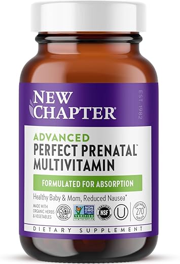 Advanced Perfect Prenatal Vitamins 270ct | Orgânicos e Não-OGM | Ingredientes para Bebê Saudável - New Chapter