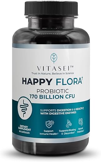 VITASEI - Happy Flora – Probiótico para Saúde Intestinal e Digestão Saudável – 1 Frasco