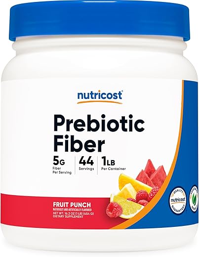 Pó de Fibra Prebiótica (454g, Sabor Frutas Vermelhas) – Saúde Digestiva, Suplemento de Fibra Natural, Mistura de Fibras Vegetais Solúveis - Nutricost