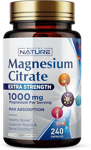 Built by Nature - Magnésio Citrato 1000mg – Máxima Absorção | Marca: Max Absorption