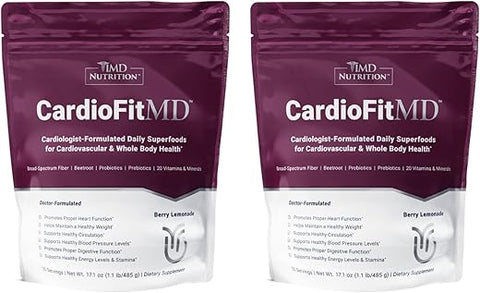 CardioFitMD – Pó de Saúde Cardíaca Vegano à Base de Beterraba – Superalimento Keto-Friendly – Suplemento Nutricional em Pó de Fibra – 30 Porções (2-Pack) - 1MD Nutrition