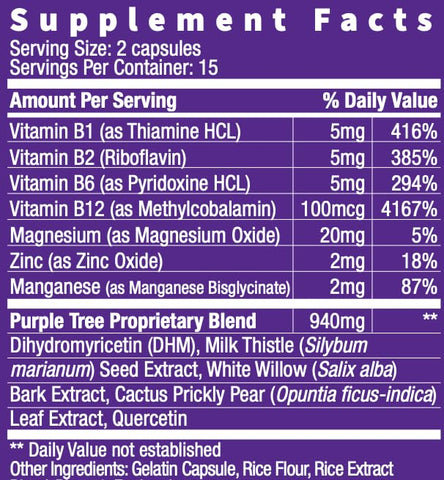 purple tree - Vitaminas de Bem-Estar Pós-Celebração Purple Tree | Suporte ao Fígado, Hidratação Rápida, Repositor Corporal | DHM, Cardo Mariano, Eletrólitos, Vitamina B, Casca de Salgueiro