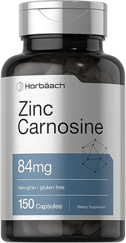 Suplemento de Zinco Carnosina | 84mg por Cápsula | 150 Unidades | Não-OGM - Horbäach