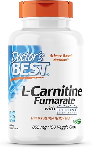 Doctor's BEST - Doctor’s Best L-Carnitine Fumarate com Sigma Tau Carnitine (855 mg) Cápsulas Vegetais, 180 Unidades