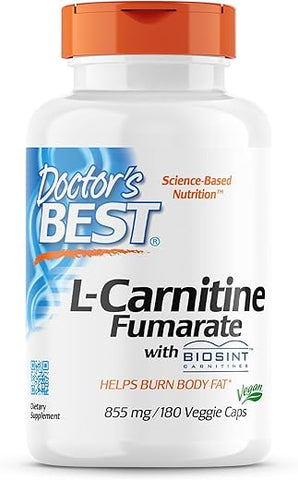 Doctor's BEST - Doctor’s Best L-Carnitine Fumarate com Sigma Tau Carnitine (855 mg) Cápsulas Vegetais, 180 Unidades