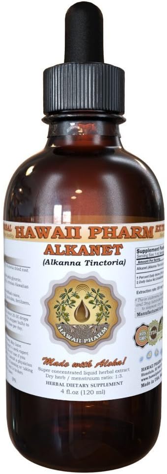 Hawaii Pharm - Extrato Líquido de Alcana, Raiz de Alcana (Alkanna Tinctoria) Tintura Herbal 120 ml – Produto de Marca