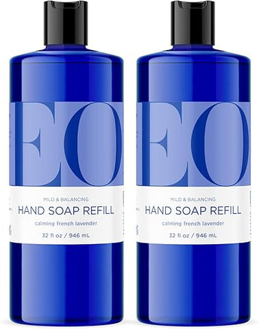Refil Sabonete Líquido EO, 946 ml (Pack com 2), Lavanda Francesa, Limpeza Suave à Base de Plantas Orgânicas com Óleos Essenciais Puros