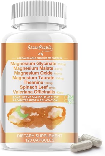 GREENPEOPLE - Magnésio Glicinato 500 mg por Porção, com Malato, Taurato – Benefícios para a Saúde