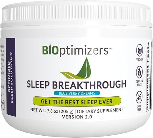 Sleep Breakthrough 2.0 – Suporte Natural em Pó 202.5g Sabor Blue Berry Dreams - BiOptimizers