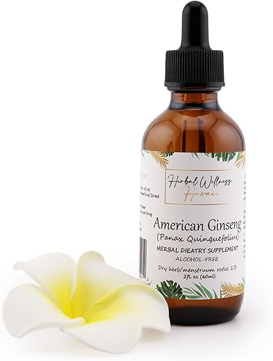 Herbal Wellness Hawaii - Extrato Líquido de Ginseng Americano (Panax Quinquefolius) – Energético Natural em ml/g