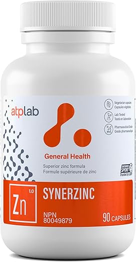 Synerzinc 90 caps – Suplemento Vegano de Zinco para Homens e Mulheres – Suplementos Minerais de Zinco – Pele Saudável – Vitaminas de Zinco para Adultos - ATP LAB