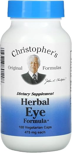 Christopher's Original Formulas - Dr. Christopher’s Fórmula Herbal para os Olhos – Vitaminas Oculares para Cuidados com a Visão – Suporte Natural para os Olhos com Ervas Inteiras para Acuidade Visual Ótima