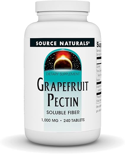 Pectina de Toranja, Fibra Solúvel – 1000 mg Suplemento Alimentar – 240 Comprimidos - Source Naturals