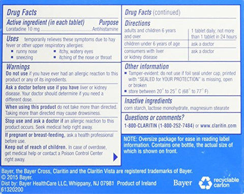 24 horas sem sonolência para alergias indoor outdoor – 80 comprimidos - Claritin